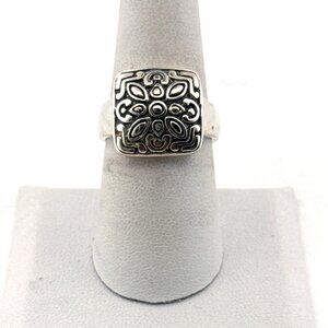 Estate Sterling Silver 925 Square Signet Style Ring Size 7.5, 6g, Vintage Design